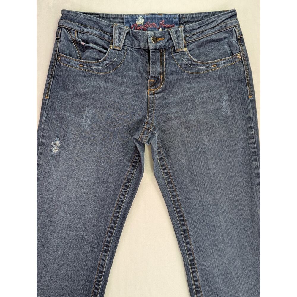 VTG Candie's Y2K Embroidered Distressed Straight Leg Jeans Med Wash Jr Sz 9 - Picture 3 of 16